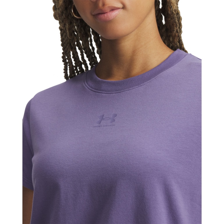Damski t-shirt z nadrukiem Under Armour Campus Core SS - fioletowy