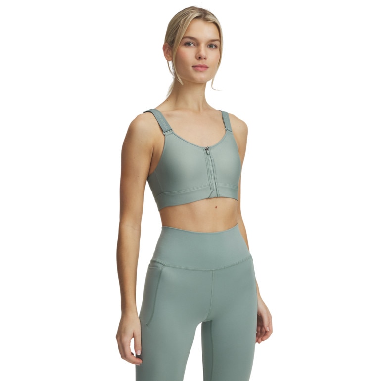 Biustonosz treningowy Under Armour UA Infinity High Zip 2.0 Bra - zielony