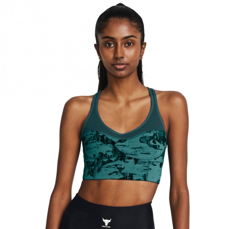 Biustonosz treningowy Under Armour Project Rock LG LL Infty Bra Pt - zielony