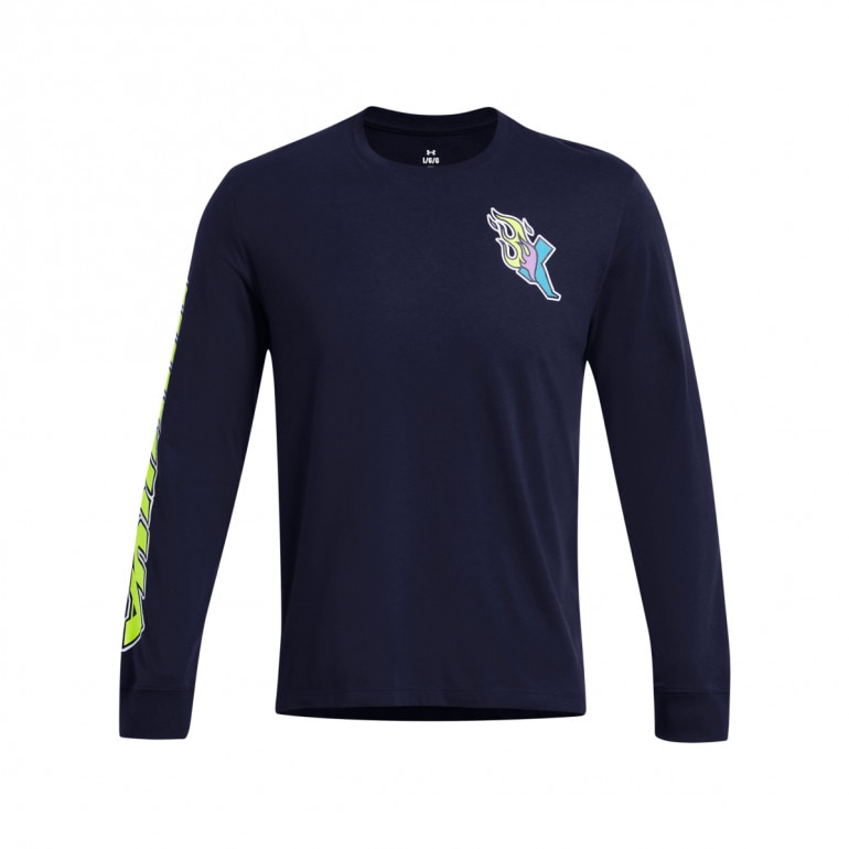 Męski longsleeve z nadrukiem Under Armour UA Run Anywhere Ls - granatowy