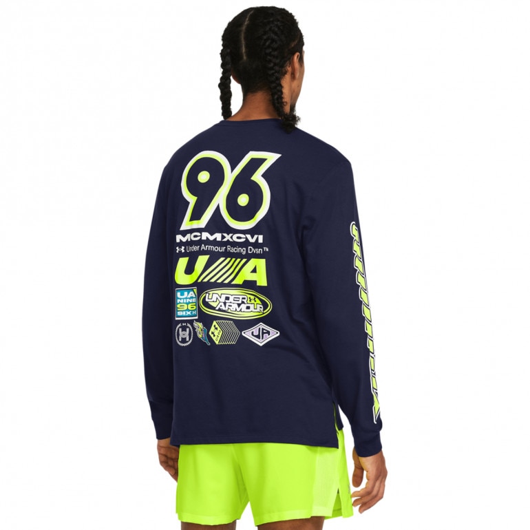 Męski longsleeve z nadrukiem Under Armour UA Run Anywhere Ls - granatowy
