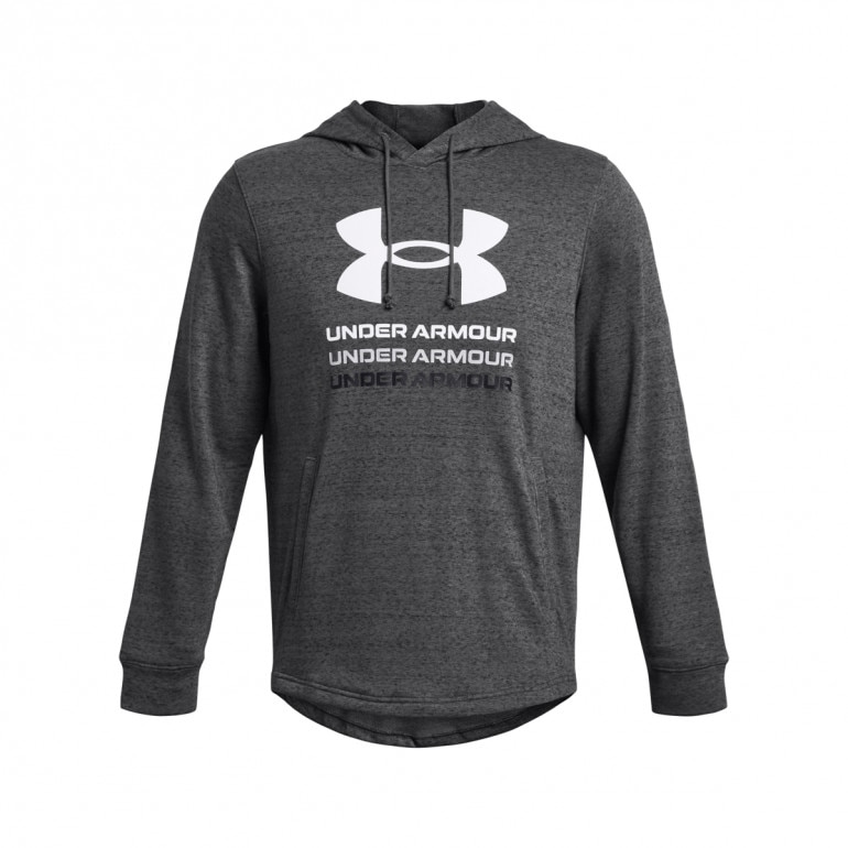 Męska bluza dresowa nierozpinana z kapturem Under Armour UA Rival Terry Graphic Hood - szara