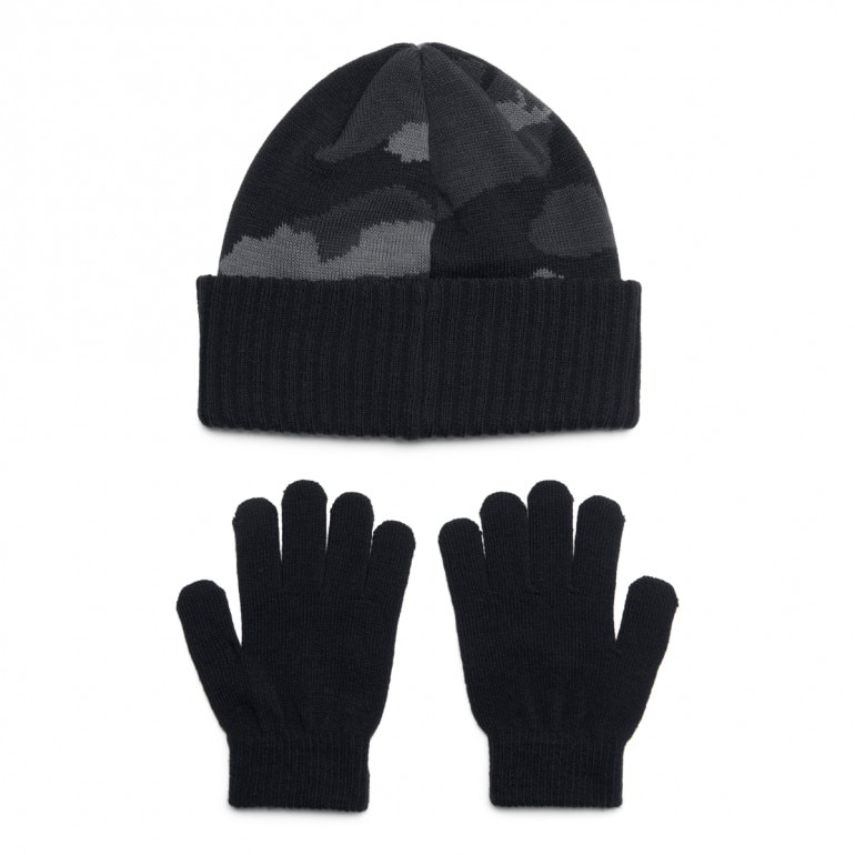 Chłopięcy zestaw czapka zimowa i rękawiczki Under Armour B Beanie/Glove Combo - czarne