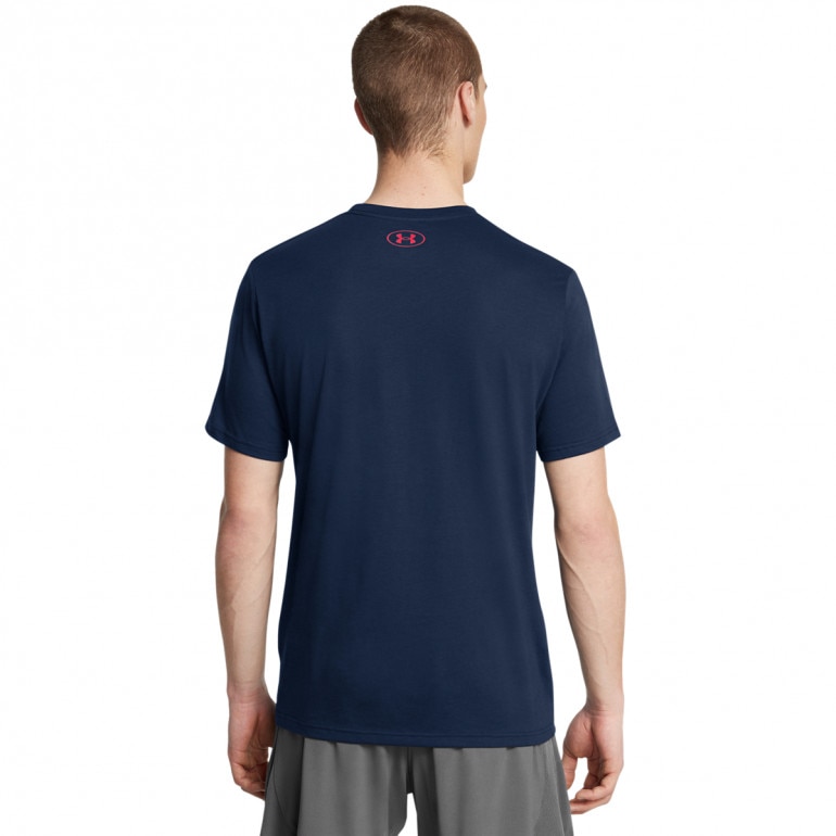 Męski t-shirt z nadrukiem Under Armour UA M Boxed Sports Updated Ss - granatowy