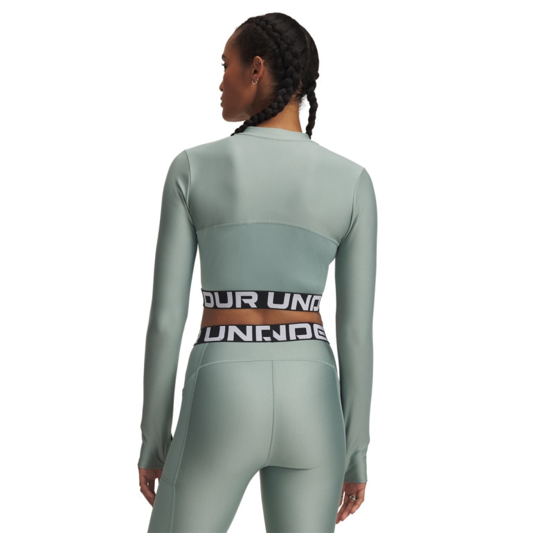 Damski longsleeve treningowy Under Armour Heatgear Rib 1/4 Zip Ls - zielony