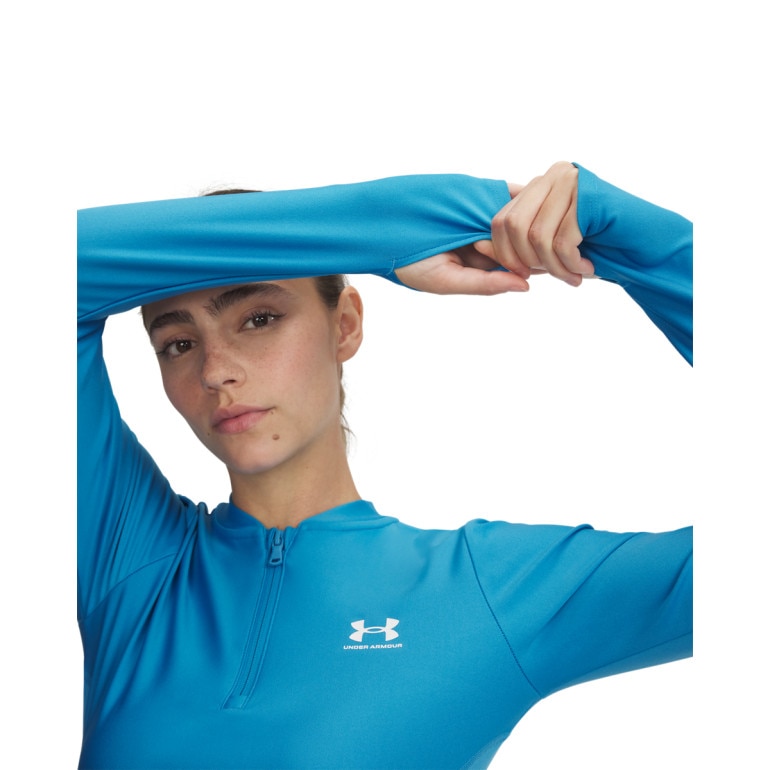Damski longsleeve treningowy Under Armour Heatgear Rib 1/4 Zip Ls - niebieski