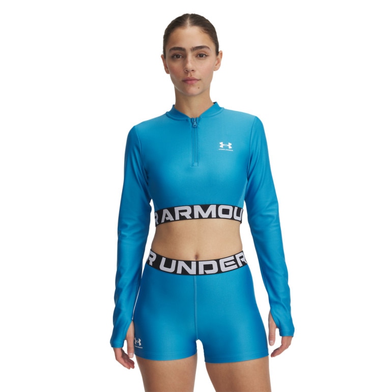 Damski longsleeve treningowy Under Armour Heatgear Rib 1/4 Zip Ls - niebieski