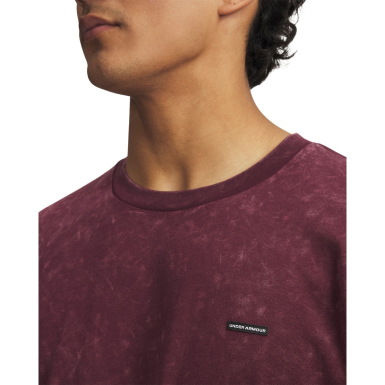 Męski t-shirt Under Armour UA Heavyweight Oversized Logo Wash - bordowy