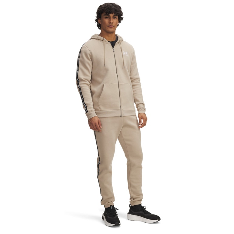 Męskie spodnie dresowe Under Armour UA Icon Fleece Jogger Taping - beżowe