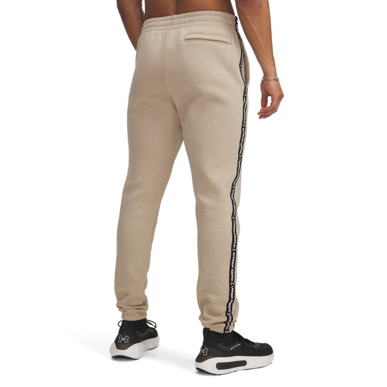 Męskie spodnie dresowe Under Armour UA Icon Fleece Jogger Taping - beżowe