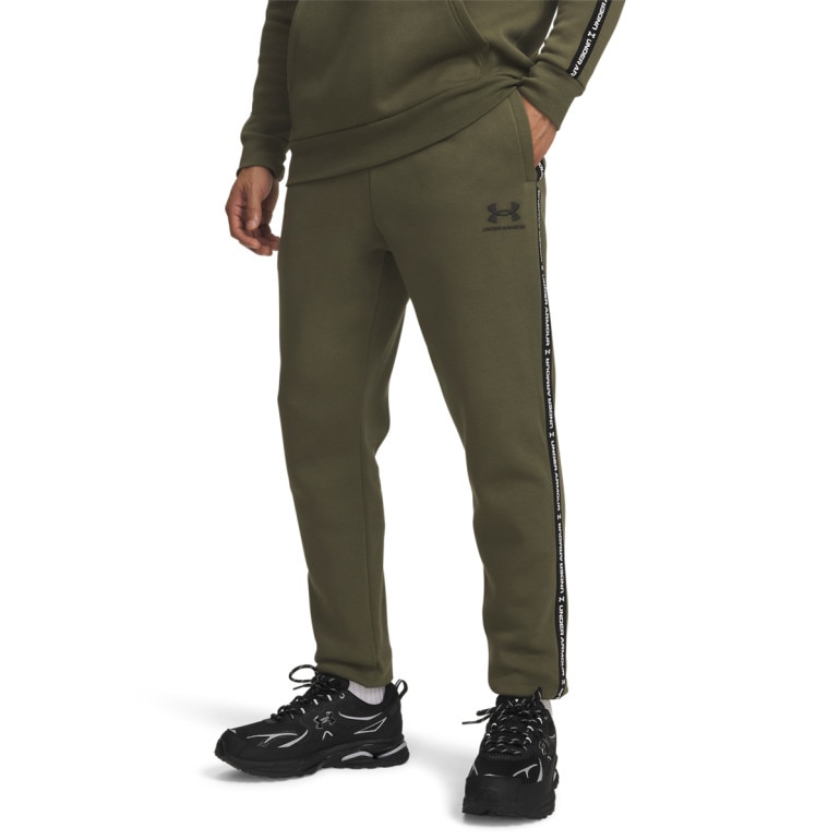 Męskie spodnie dresowe Under Armour UA Icon Fleece Jogger Taping - khaki