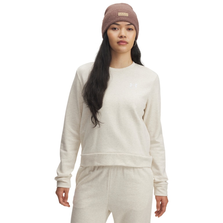 Damska bluza dresowa nierozpinana bez kaptura Under Armour UA Rival Terry Crew - beżowa