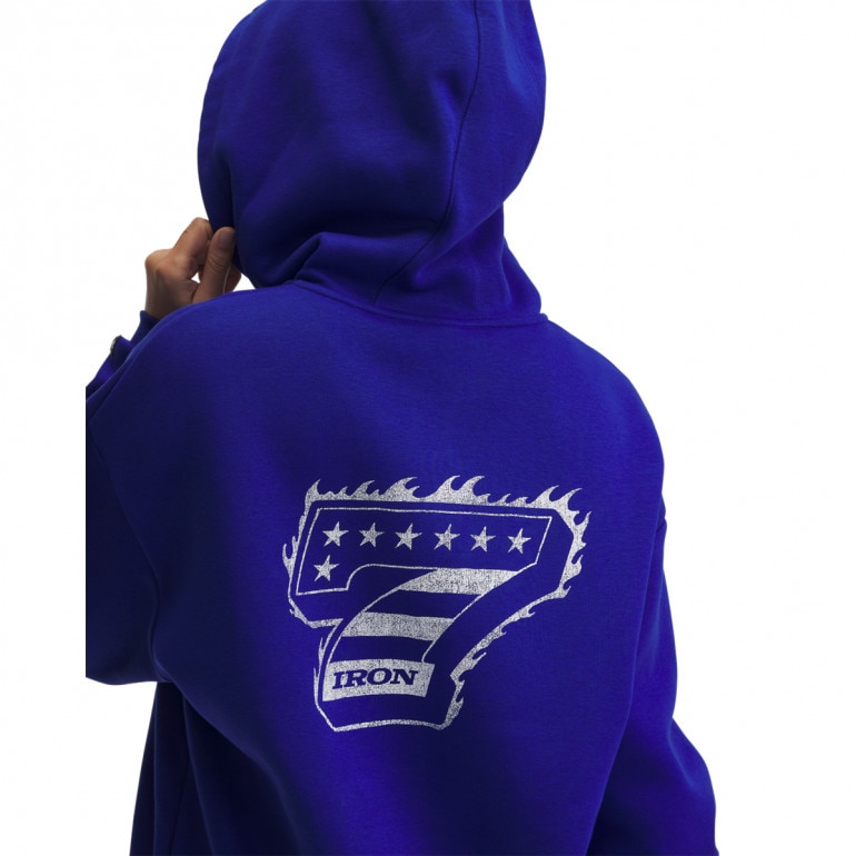 Damska bluza dresowa rozpinana z kapturem Under Armour Project Rock Iron Paradise - niebieska 