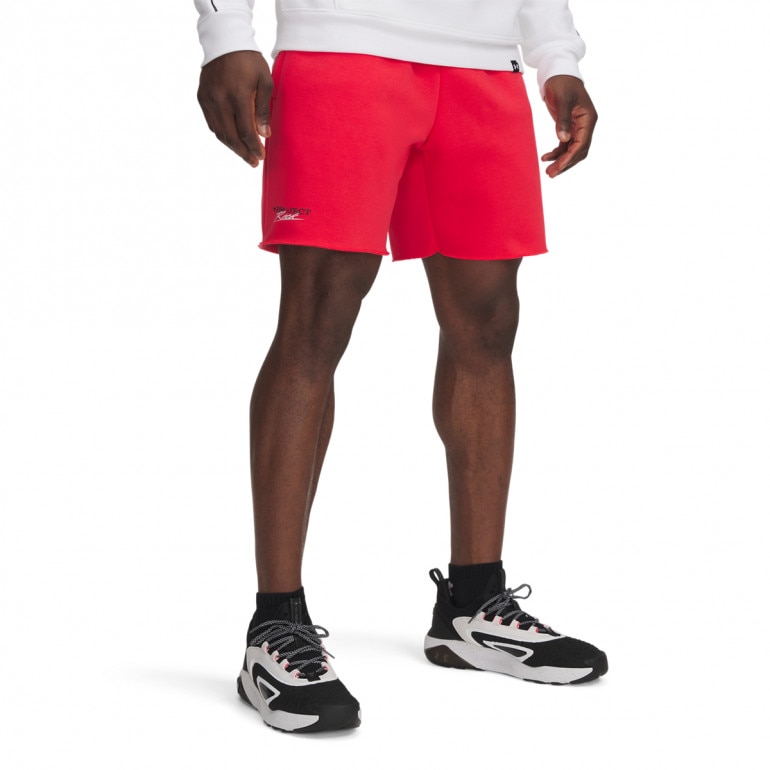 Męskie spodenki dresowe Under Armour Project Rock Icon Flc Short - czerwone