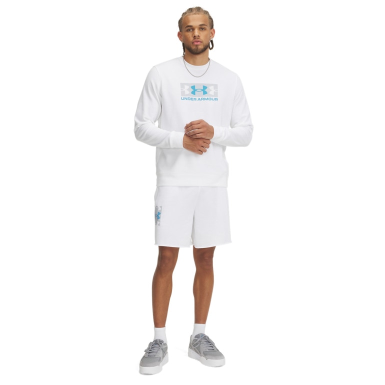 Męska bluza dresowa nierozpinana bez kaptura Under Armour UA Rival Terry Logo Crew - biała