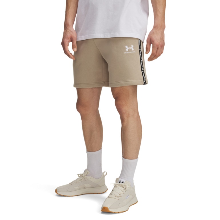 Męskie spodenki dresowe Under Armour UA Icon Fleece Short Taping - beżowe