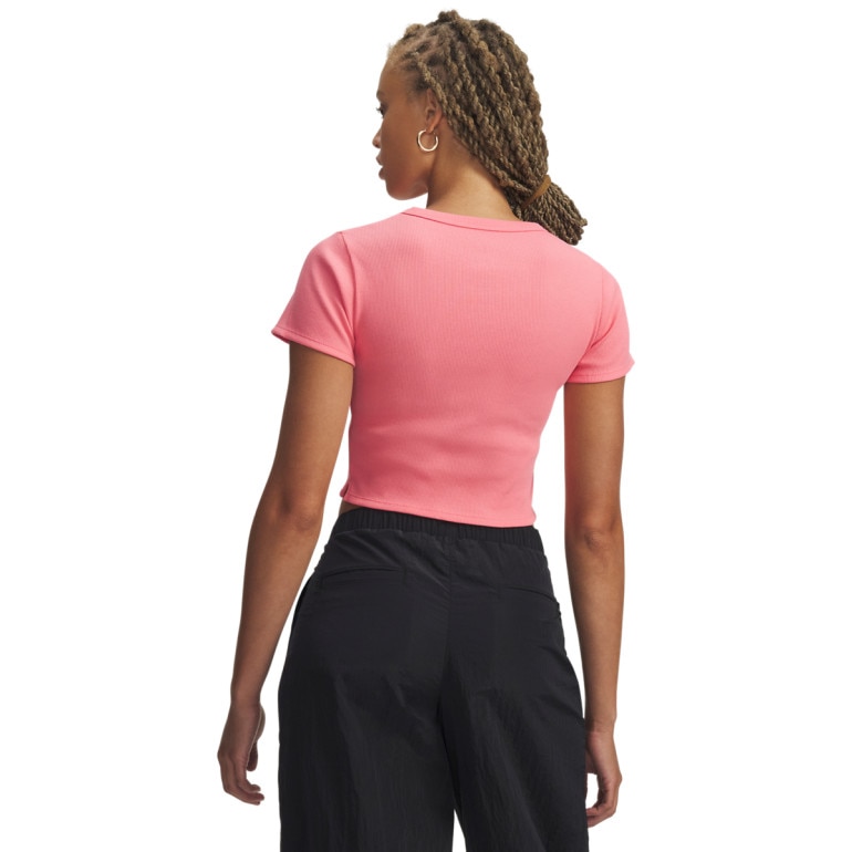 Damski t-shirt crop top Under Armour UA Rival Rib Baby Tee - różowy