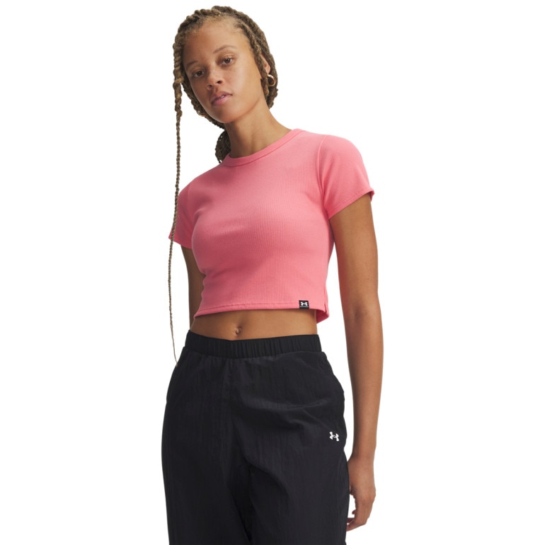 Damski t-shirt crop top Under Armour UA Rival Rib Baby Tee - różowy