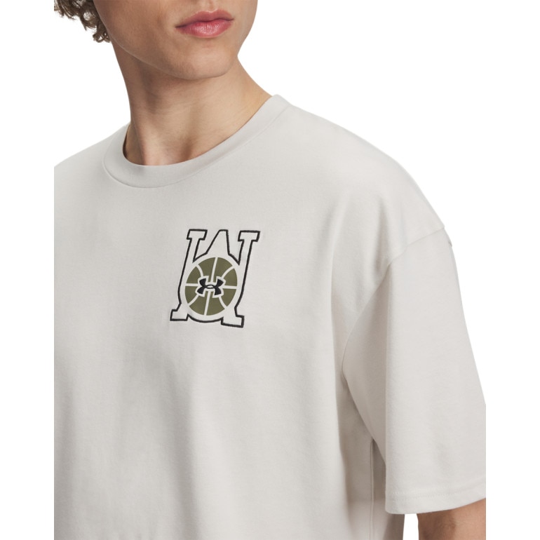 Męska koszulka z nadrukiem Under Armour UA Hoops Courtside Heavyweight - biała