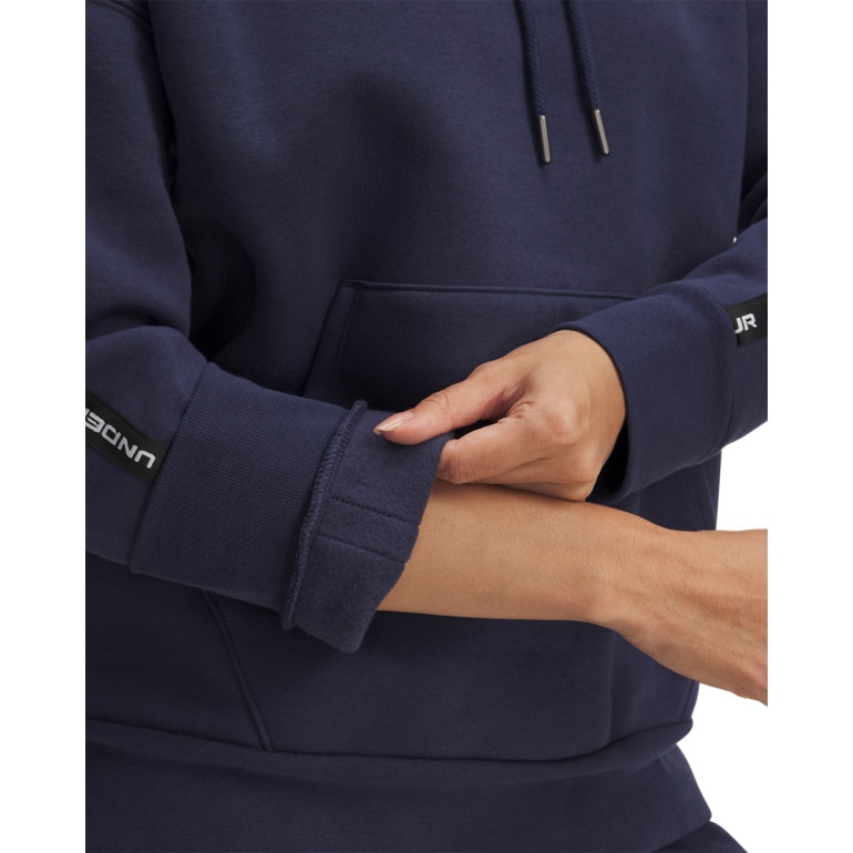 Damska bluza nierozpinana z kapturem Under Armour UA Icon Fleece Taped - granatowa