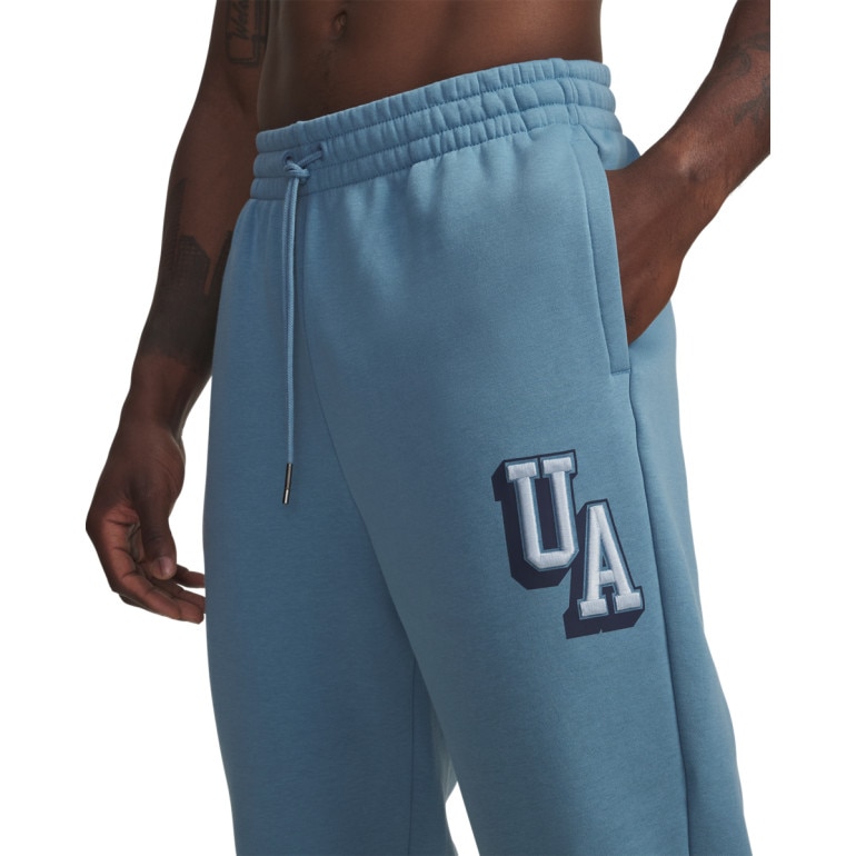 Męskie spodnie dresowe joggery Under Armour UA Icon Flc Graphic - niebieskie