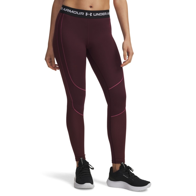 Damskie legginsy treningowe Under Armour UA ColdGear Textured Legging - bordowe