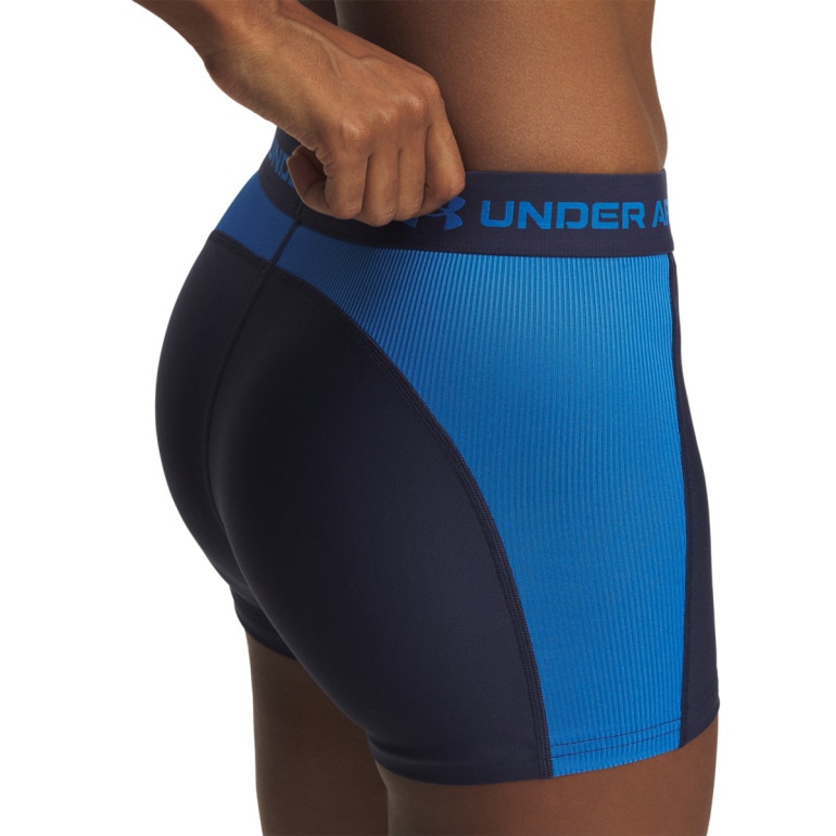 Damskie spodenki treningowe Under Armour UA Heat Gear Rib Shorty - niebieskie