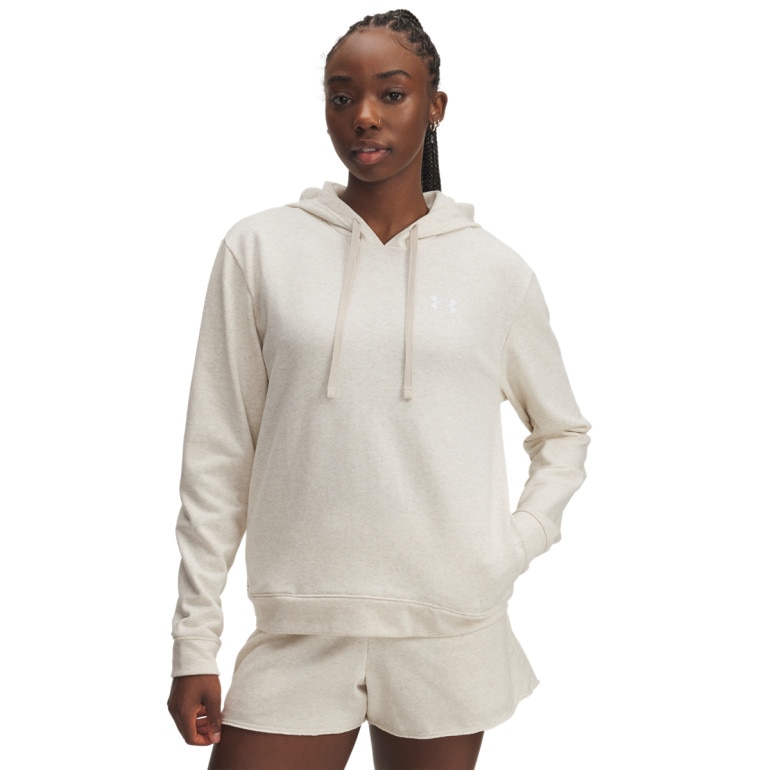 Damska bluza dresowa nierozpinana z kapturem Under Armour UA Rival Terry Hoodie - beżowa