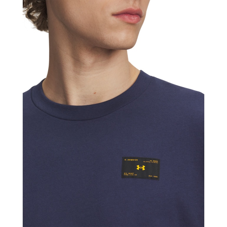 Męski t-shirt Under Armour UA Woven Label Heavyweight - granatowy