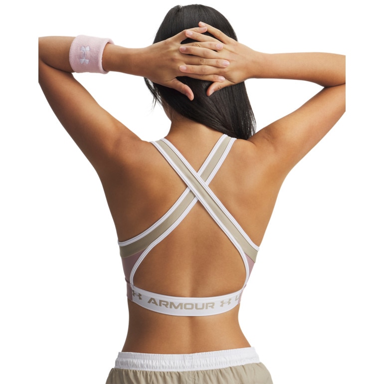 Damski biustonosz treningowy Under Armour UA Crossback Mid Open Back - różowy
