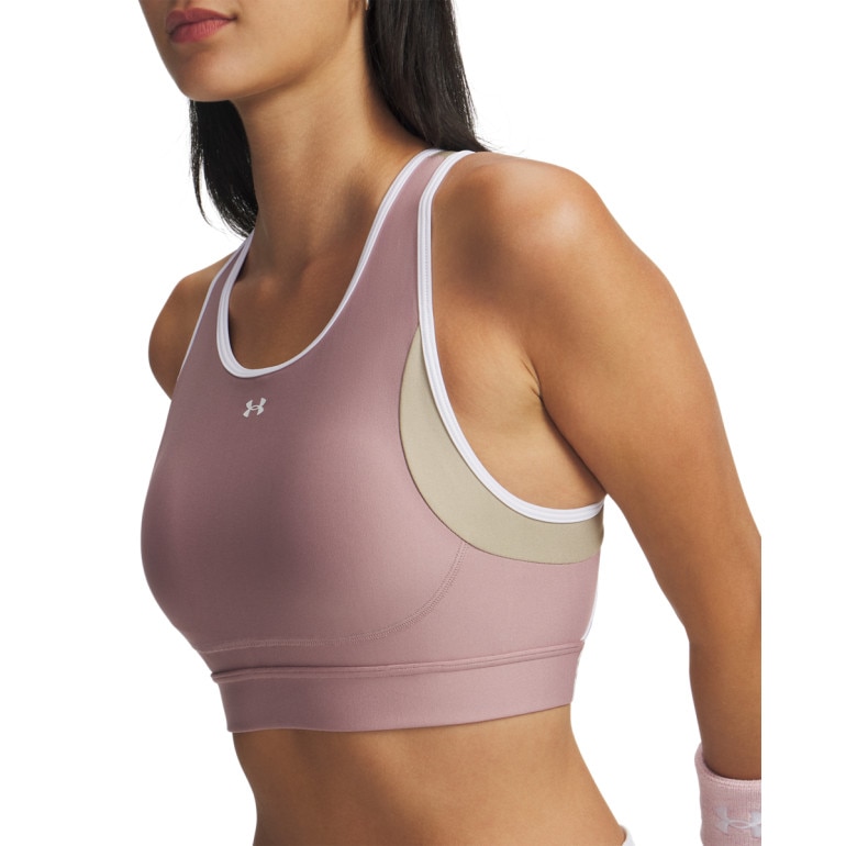 Damski biustonosz treningowy Under Armour UA Crossback Mid Open Back - różowy