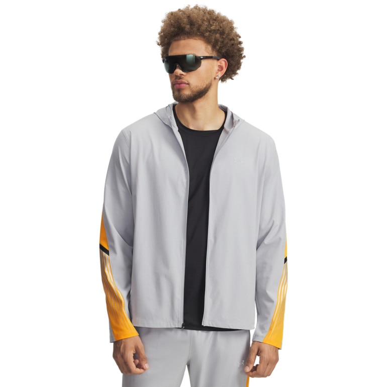 Męska kurtka do biegania Under Armour UA Velociti Storm Hooded - szara