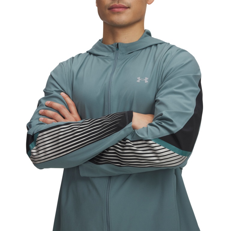 Męska kurtka do biegania Under Armour UA Velociti Storm Hooded - turkusowa