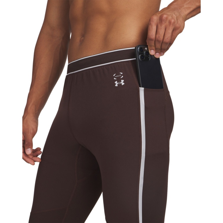 Męskie legginsy do biegania Under Armour UA Halo Run CW Tight - brązowe