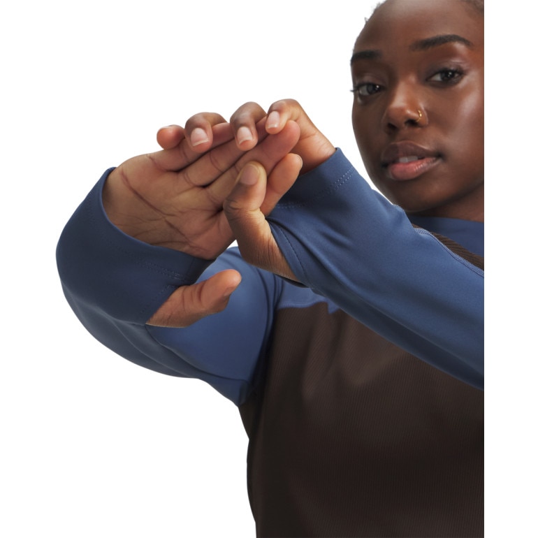 Damski longsleeve treningowy top Under Armour UA Halo CW Mock - brązowy