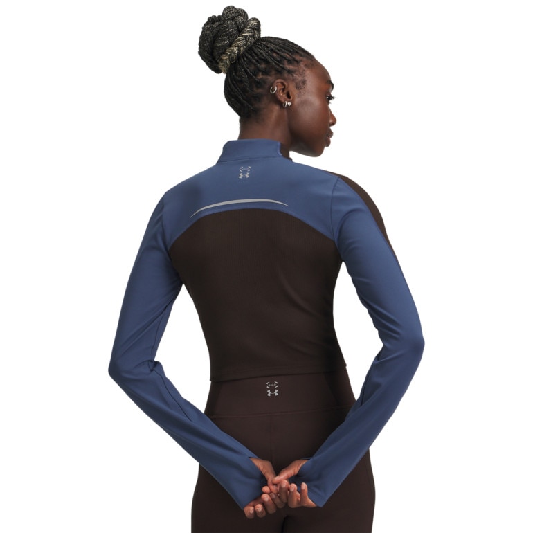 Damski longsleeve treningowy top Under Armour UA Halo CW Mock - brązowy