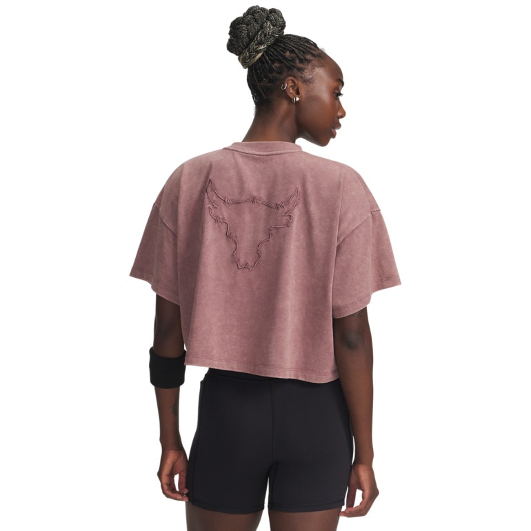 Damska koszulka treningowa Under Armour Project Rock Statement Graphic SS - różowa