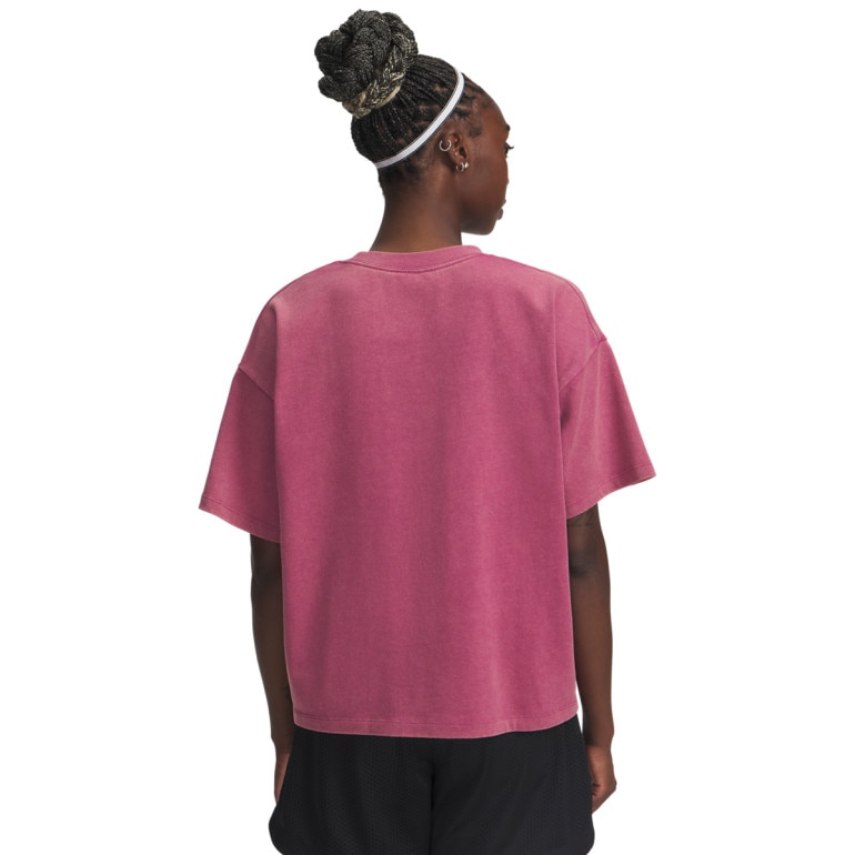 Damski t-shirt oversize Under Armour UA HWT Boxy Wash SS - różowy