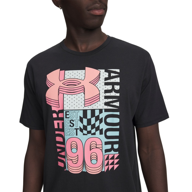 Męski t-shirt z nadrukiem Under Armour UA M LOGO COLLAGE - czarny