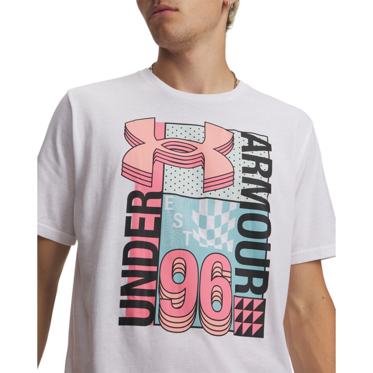 Męski t-shirt z nadrukiem Under Armour UA M LOGO COLLAGE - biały