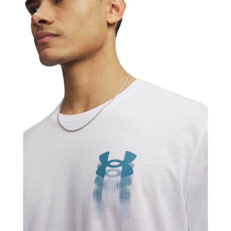 Męski t-shirt z nadrukiem Under Armour UA M Blur Logo SS - biały