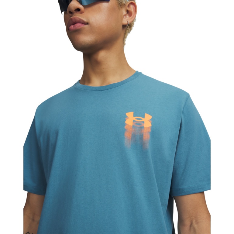 Męski t-shirt z nadrukiem Under Armour UA M Blur Logo SS - niebieski
