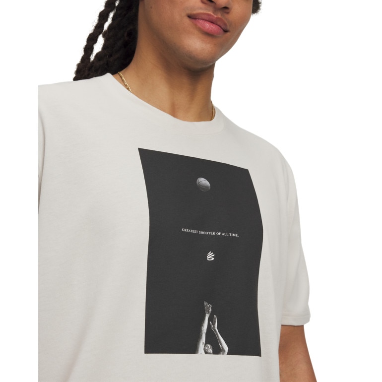 Męski t-shirt z nadrukiem Under Armour Curry Greatest Shooter Tee - biały