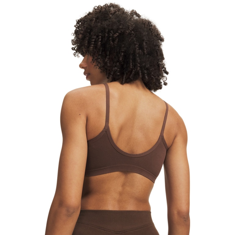 Damski biustonosz sportowy z niskim wsparciem Under Armour UA Seamless Cotton Low - brązowy 