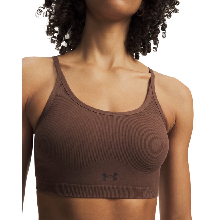 Damski biustonosz sportowy z niskim wsparciem Under Armour UA Seamless Cotton Low - brązowy 
