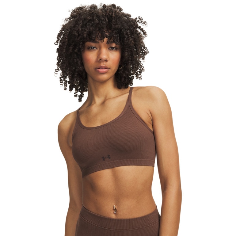 Damski biustonosz sportowy z niskim wsparciem Under Armour UA Seamless Cotton Low - brązowy 