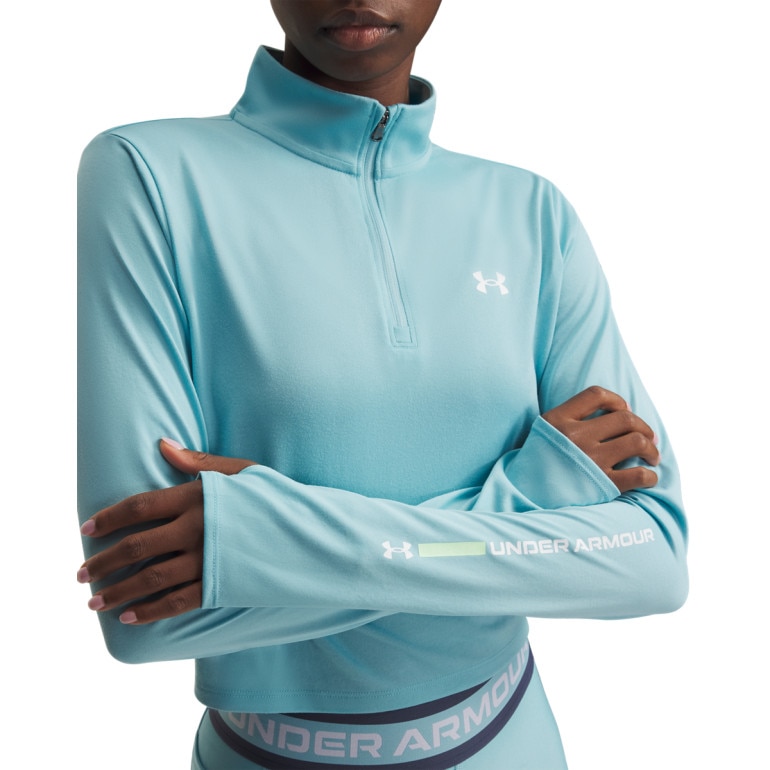 Damska bluza treningowa bez kaptura Under Armour Tech Branded 1/2 Zip - niebieska