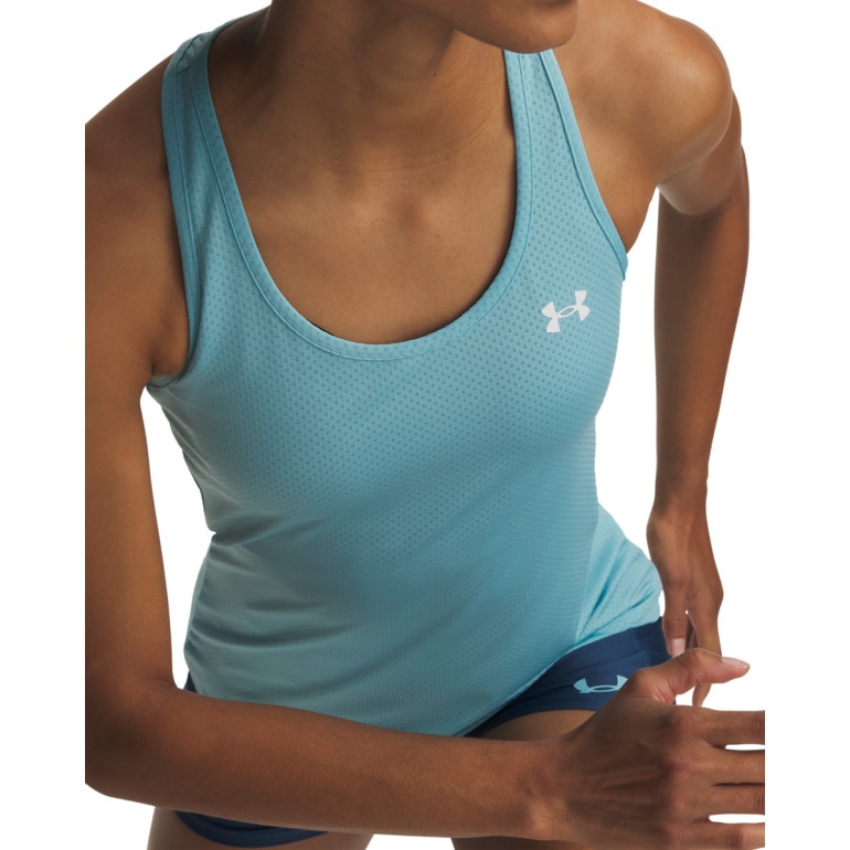 Damska koszulka treningowa Under Armour Tech Mesh Racer Tank - niebieska