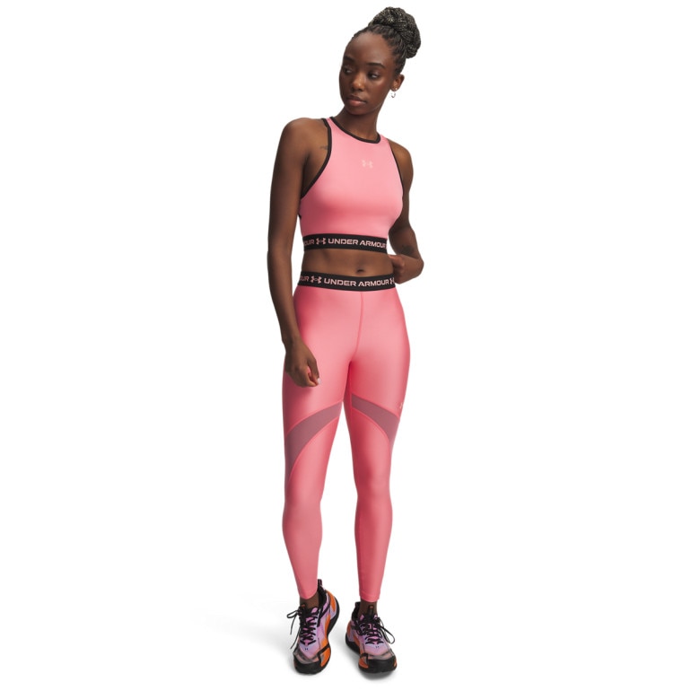 Damskie legginsy treningowe Under Armour HeatGear Mesh Legging - różowe