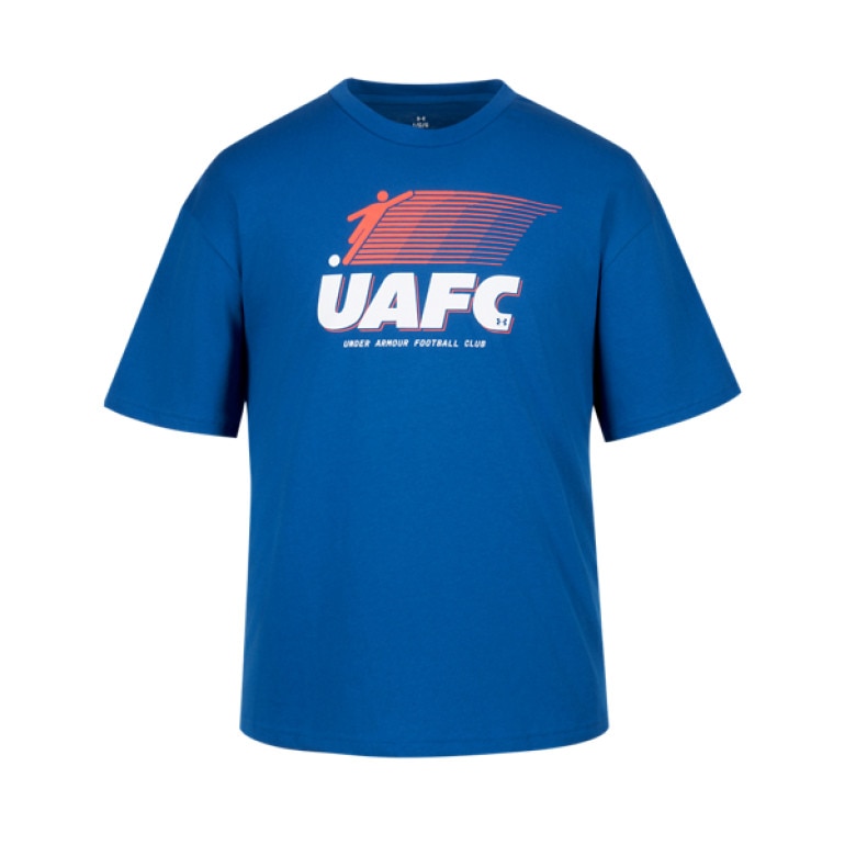 Męski t-shirt z nadrukiem Under Armour UA GFB FC Heavyweight SS- niebieski